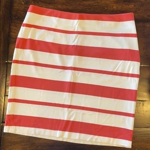 Banana Republic Coral striped pencil skirt